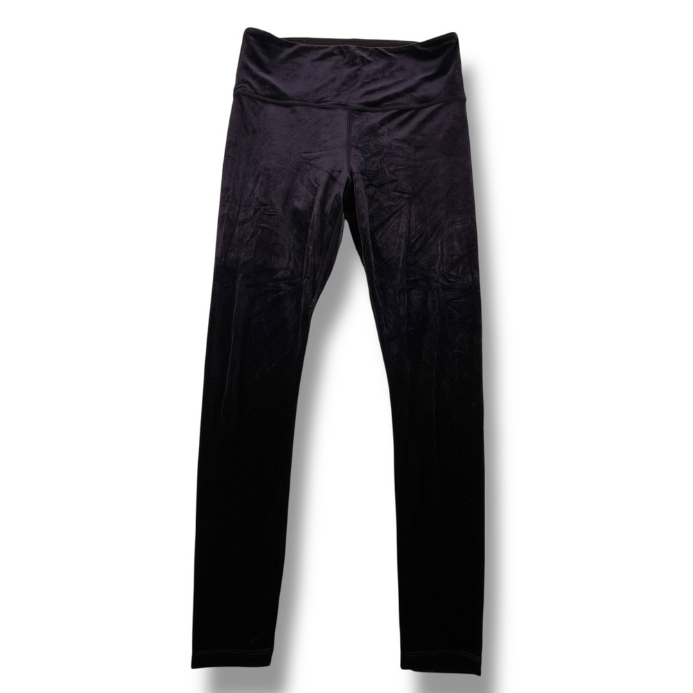 Athleta Elation Ultra High Rise Tight Black Velvet Leggings Womens Size M Yoga